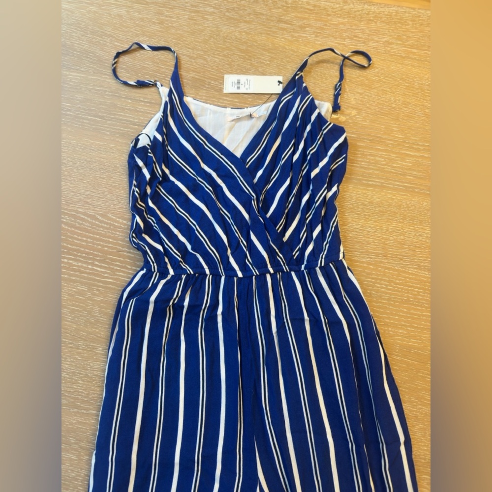 NWT Mi Ami Francesca’s Blue Striped Romper Size S